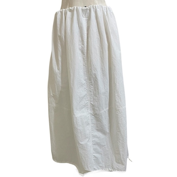 New Rare ZARA White Nylon Parachute Streetwear Baggy Drawstring Hem Maxi Skirt - Picture 3 of 13